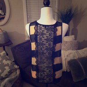 Striped back lace tank